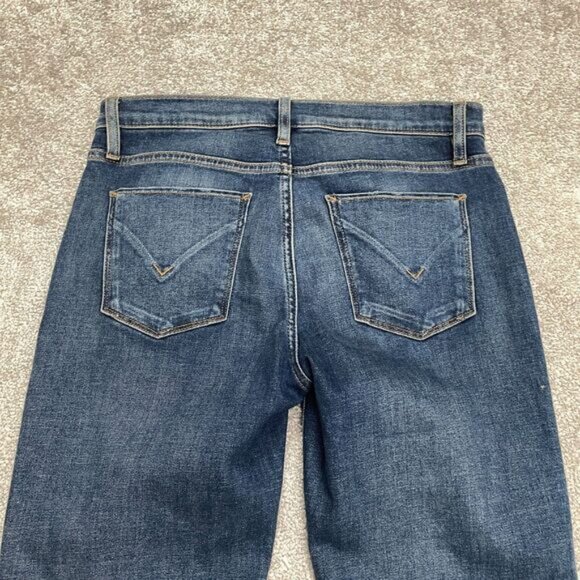 Hudson Nico Straight Denim Jeans Women 28 Blue Ankle Slit Stretch Mid Rise 31x28 - Picture 4 of 13